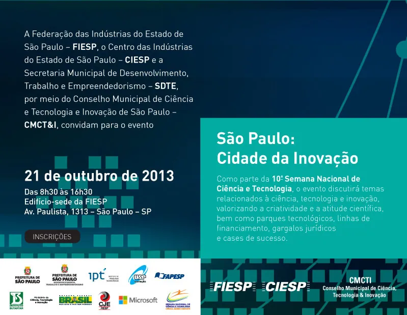 Seminário “São Paulo: Cidade da Inovação – FIESP – SP