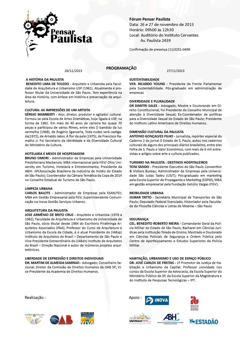 Convite Fórum Pensar Paulista