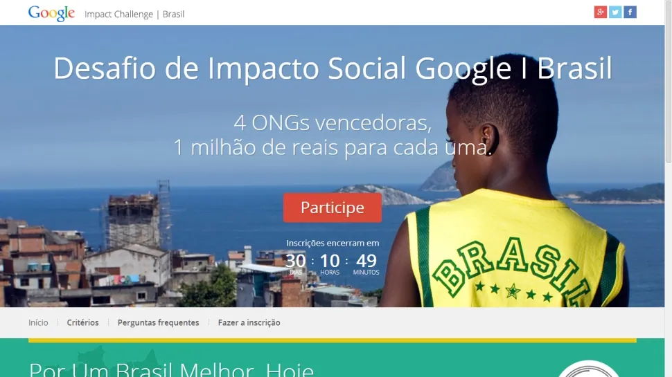 Google oferece R$ 1 milhão para organizações aplicarem a tecnologia ao desenvolvimento social