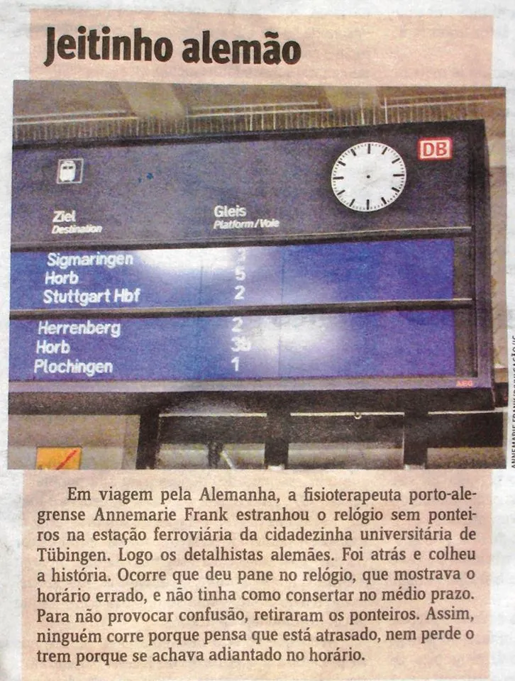 Jornalista brasileiro acelera conserto de relógio na estação ferroviária de Tübingen, Alemanha