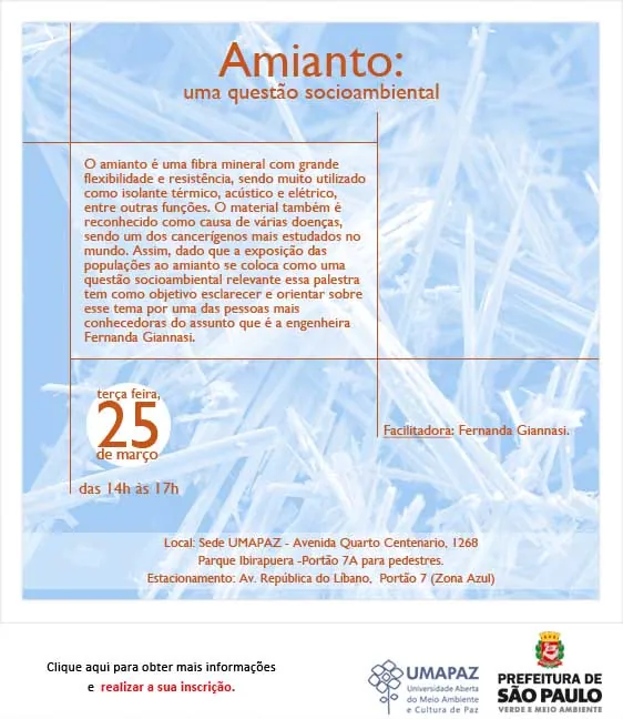 Palestra sobre materiais – Amianto