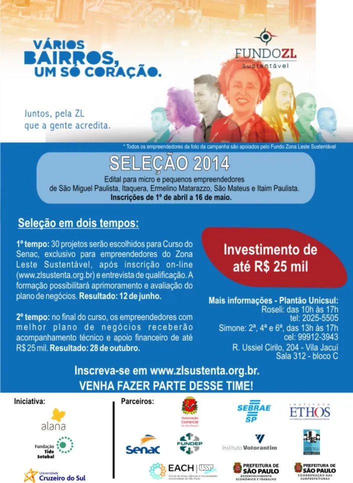 Fundo Zona Leste Sustentável – Edital 2014 – Inscreva-se!