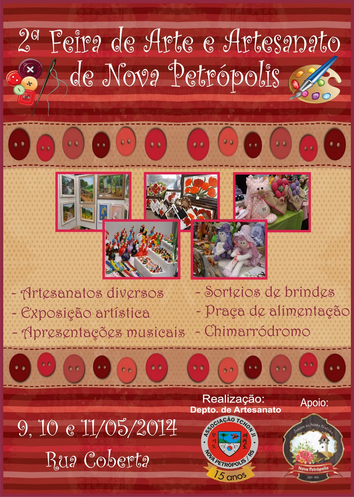 Feira de Arte e Artesanato de Nova Petrópolis, RS, será em maio