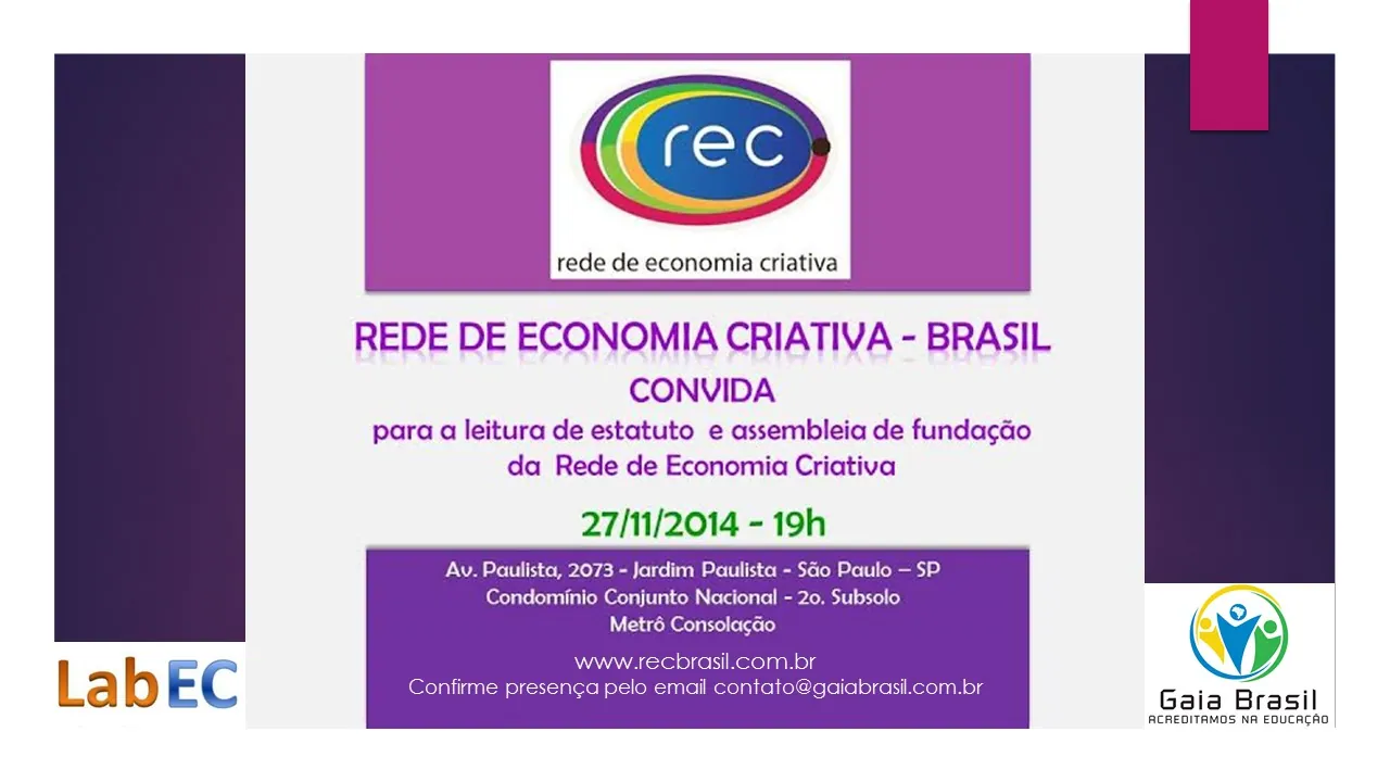 Rede de Economia Criativa – Leitura de Estatuto e Assembleia de Fundação (SP)