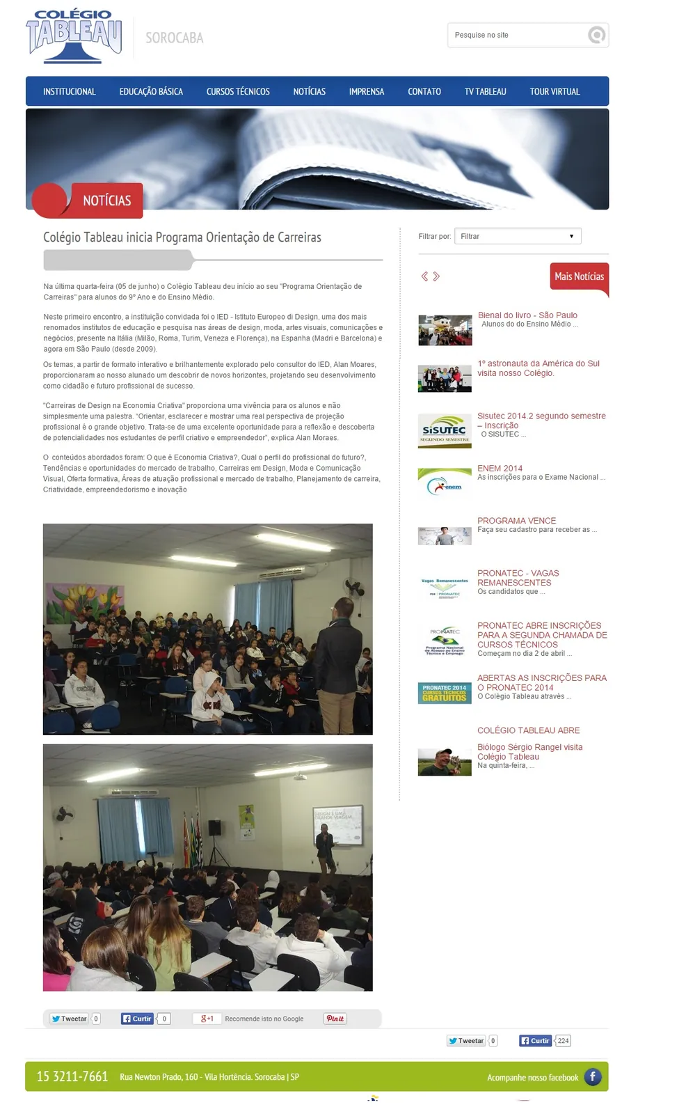 Colégio Tableau de Sorocaba recebe Alan Moraes em palestra para seus alunos.