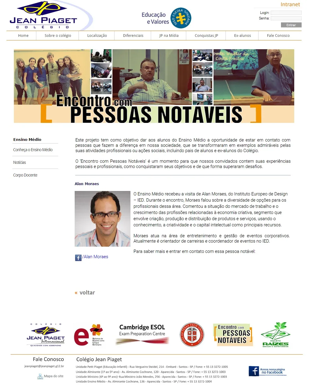 Encontro com pessoas notáveis – Colégio Jean Piaget