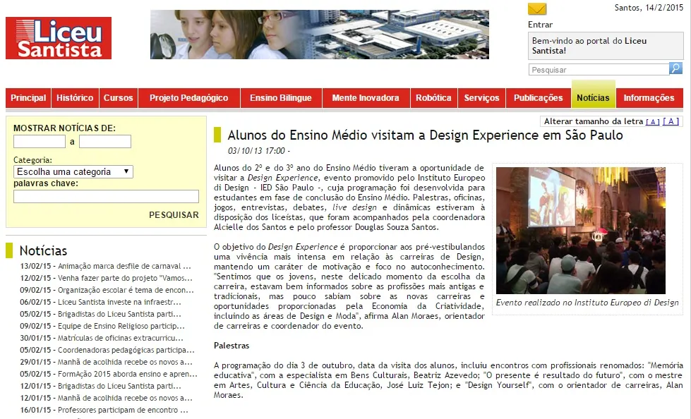 Liceu Santista visita Design Experience no IED – SP