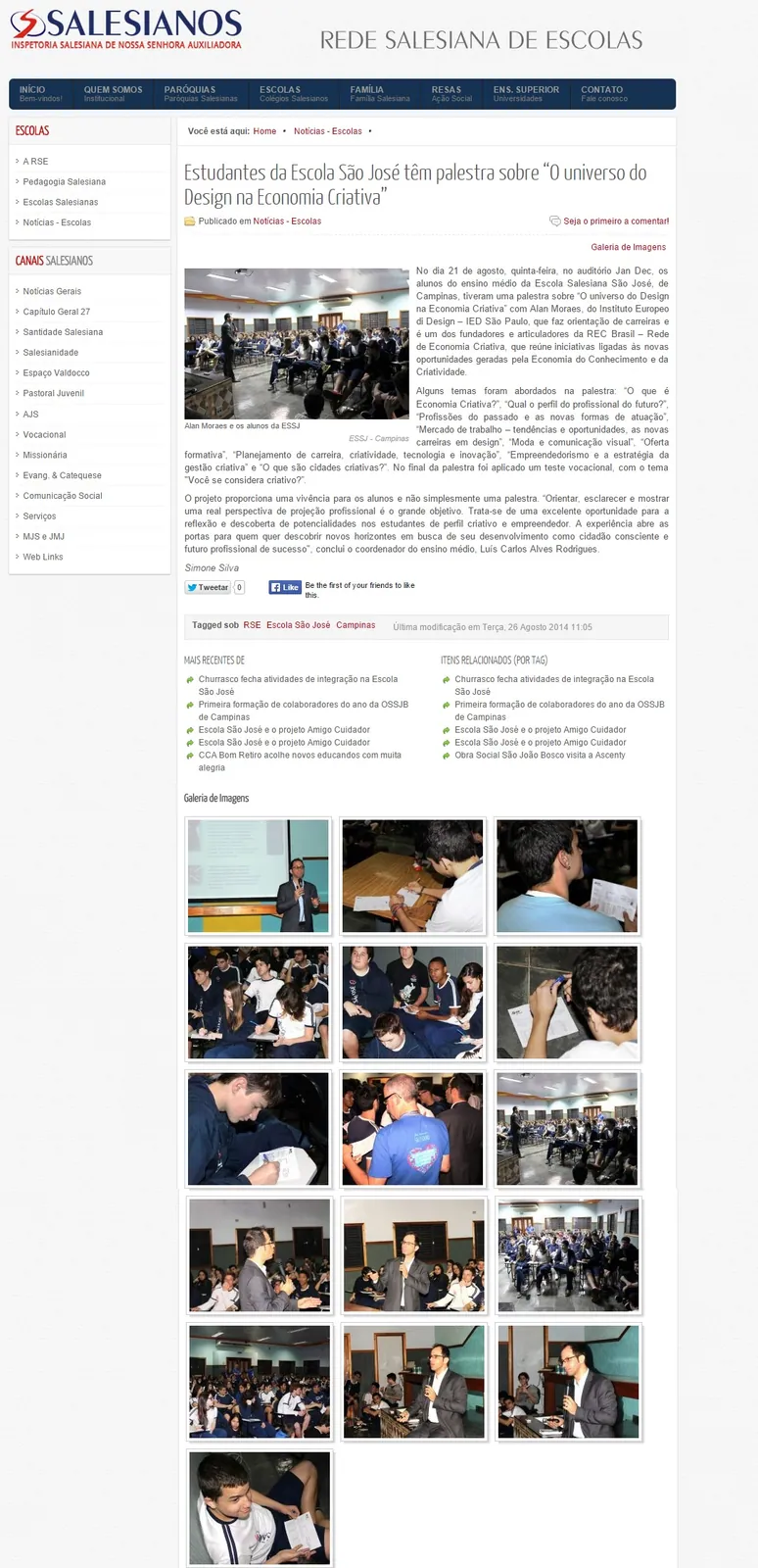 Estudantes da Escola São José têm palestra sobre “O universo do Design na Economia Criativa!