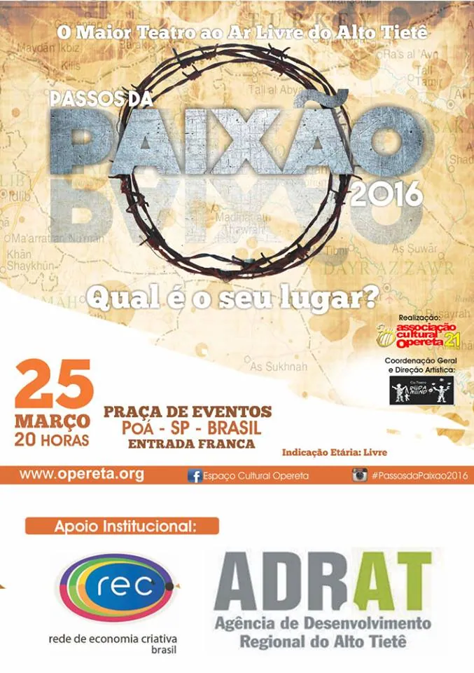 Rede de Economia Criativa – Brasil – apoia e divulga! Passos da Paixão (Alto Tietê – SP)