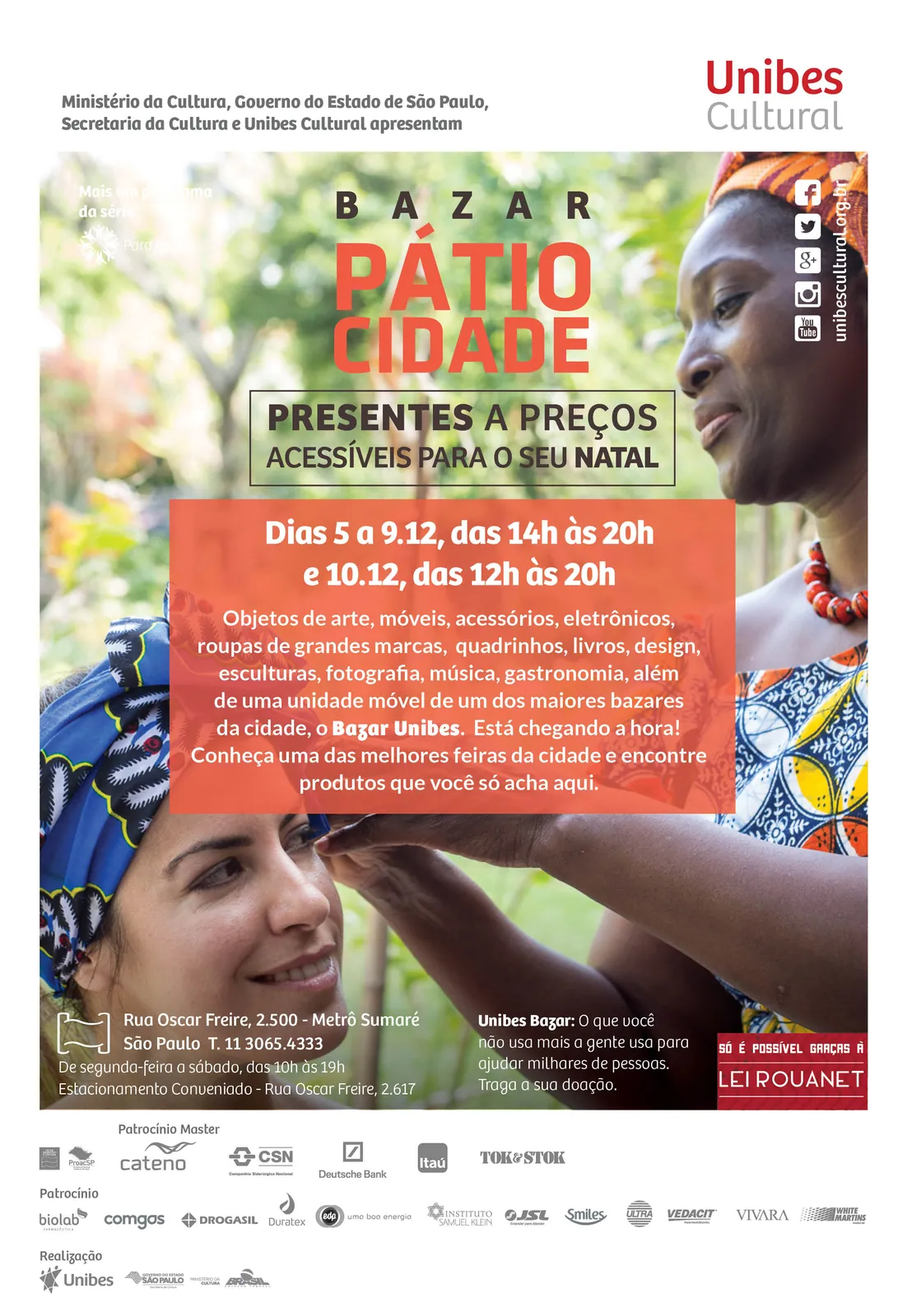 Bazar Pátio Cidade – Unibes Cultural – REC-Brasil apresenta seus artistas e artesãos