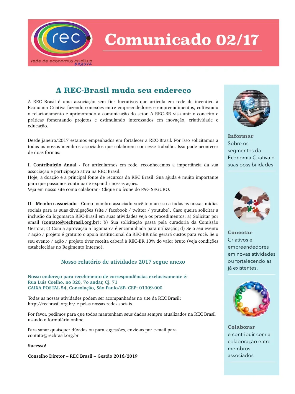 Comunicado 02/2017 – Rede de Economia Criativa Brasil – junho/2017