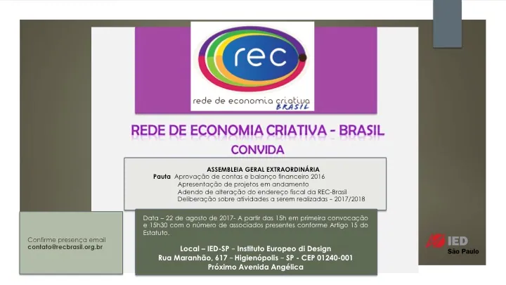 Assembleia Geral Ordinária – Agosto/2017 – REC Brasil