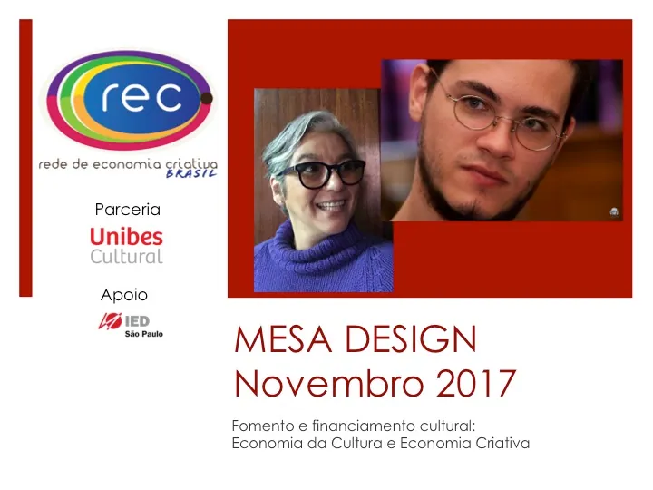 MESA DESIGN – Economia da Cultura x Economia Criativa – Novembro/17