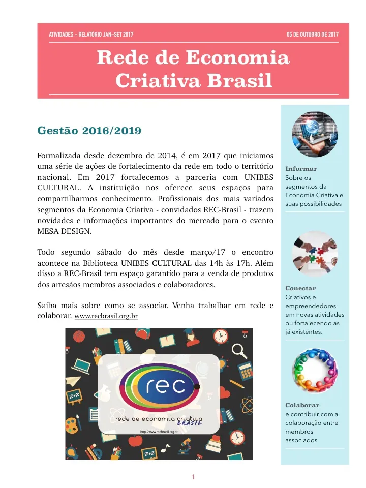 Relatório de atividades jan a set/2017