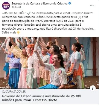 Cultura paulista escolhe seus representantes para encarar secretário