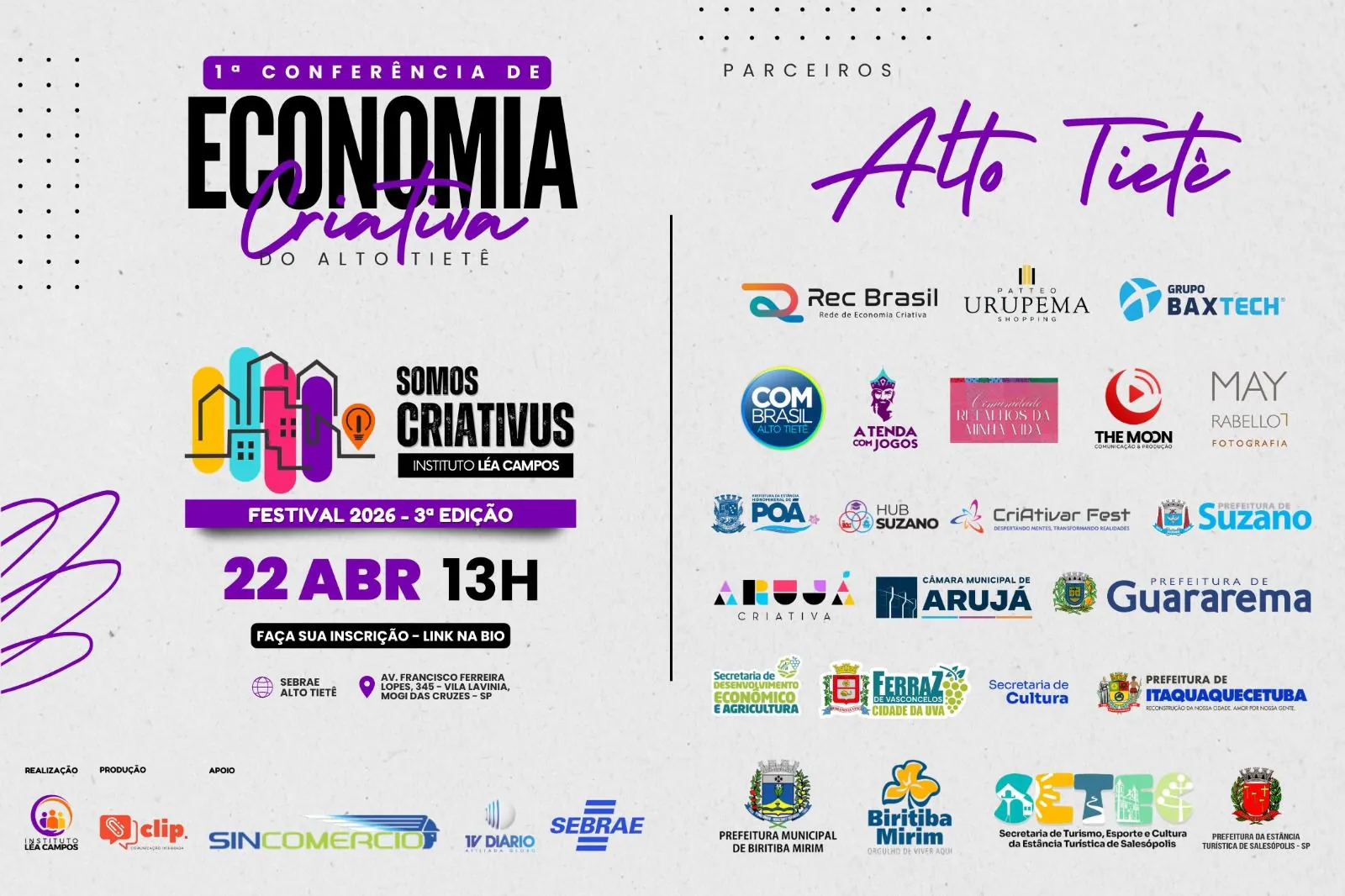 1º Conferência de Economia Criativa do Alto Tietê!